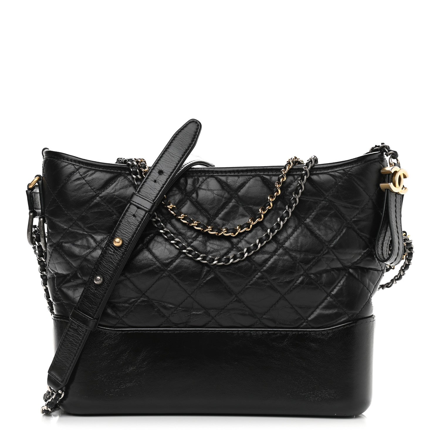 Chanel Aged Calfskin Quilted Medium Gabrielle Hobo Black 1 of 9