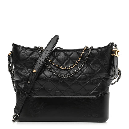 Chanel Aged Calfskin Quilted Medium Gabrielle Hobo Black 1 of 9