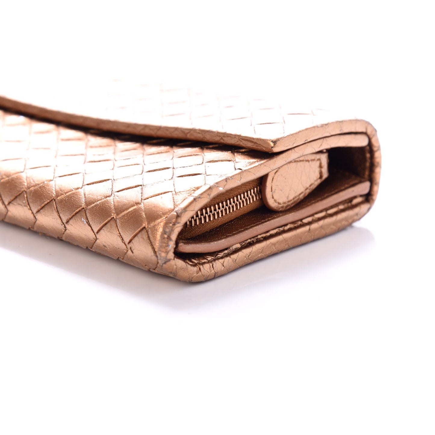 Nappa Intrecciato Continental Wallet New Bronze