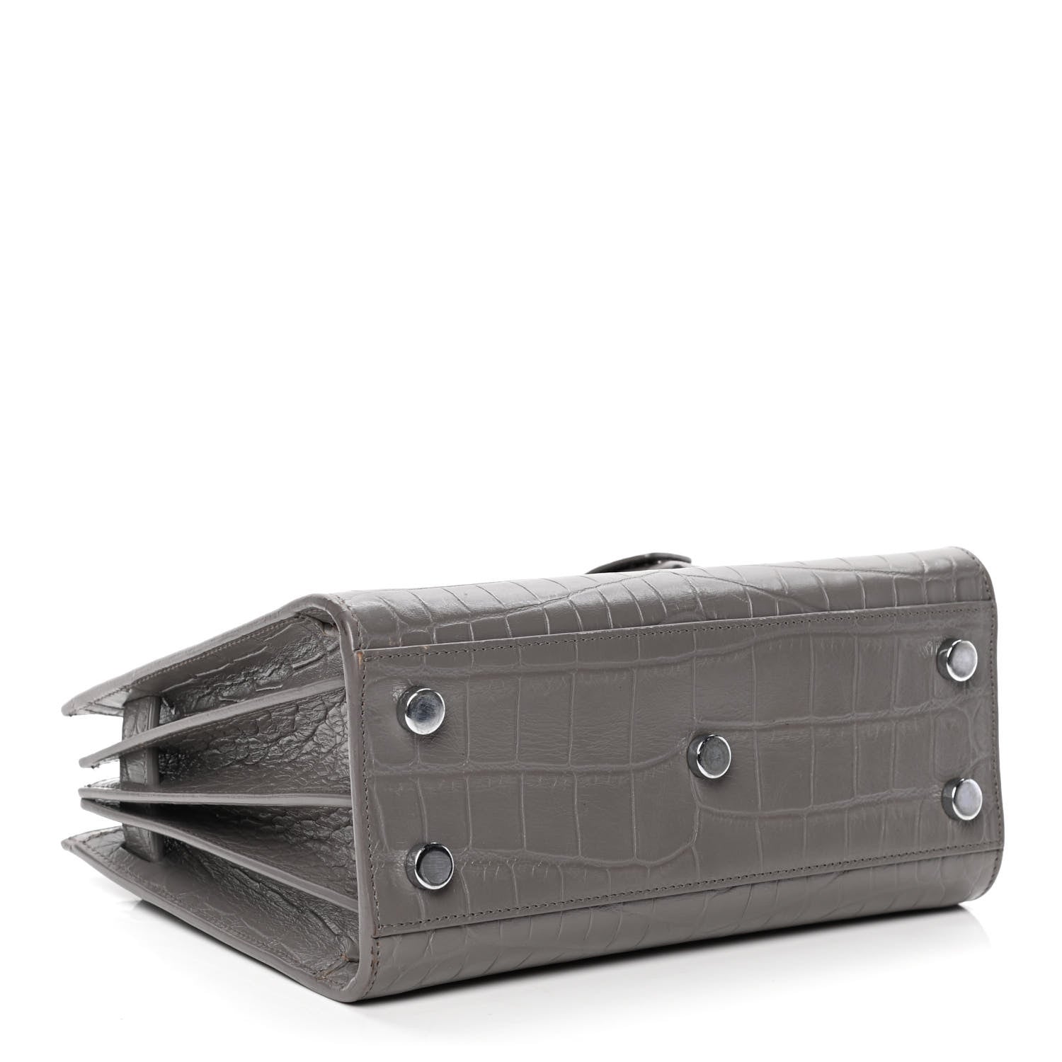 Saint Laurent Calfskin Crocodile Embossed Nano Sac De Jour Fog 3 of 6
