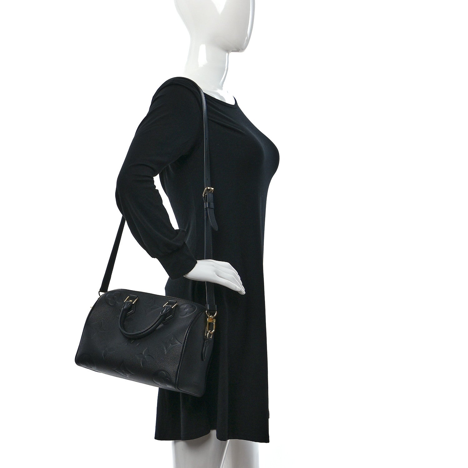 Louis Vuitton Empreinte Monogram Giant Speedy Bandouliere 25 Black 2 of 14
