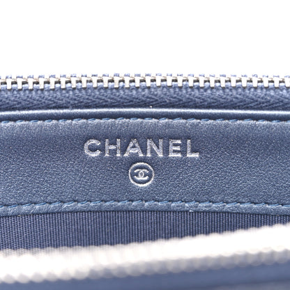 Chanel Metallic Caviar Quilted Small Boy Clutch With Chain Navy 8 of 13