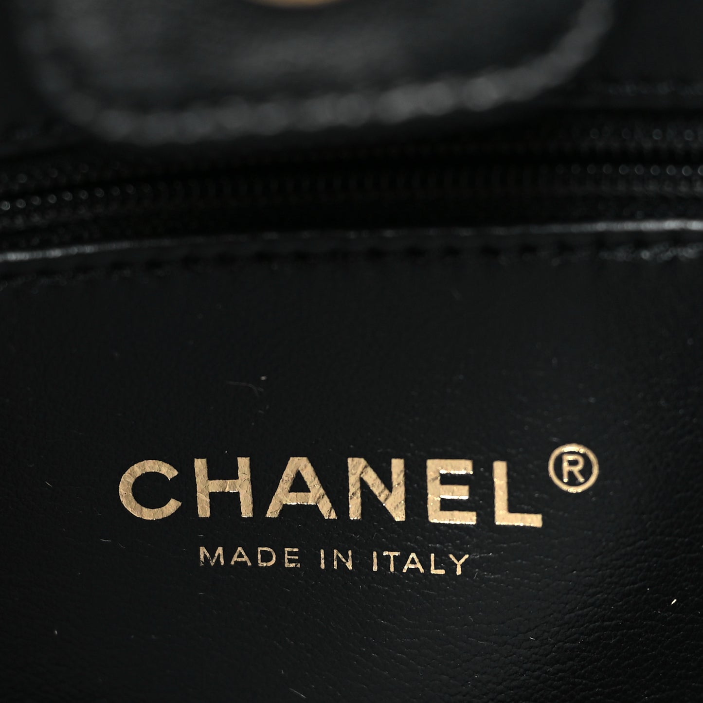Lambskin Quilted Chaine Lettre Small Bucket Bag Black