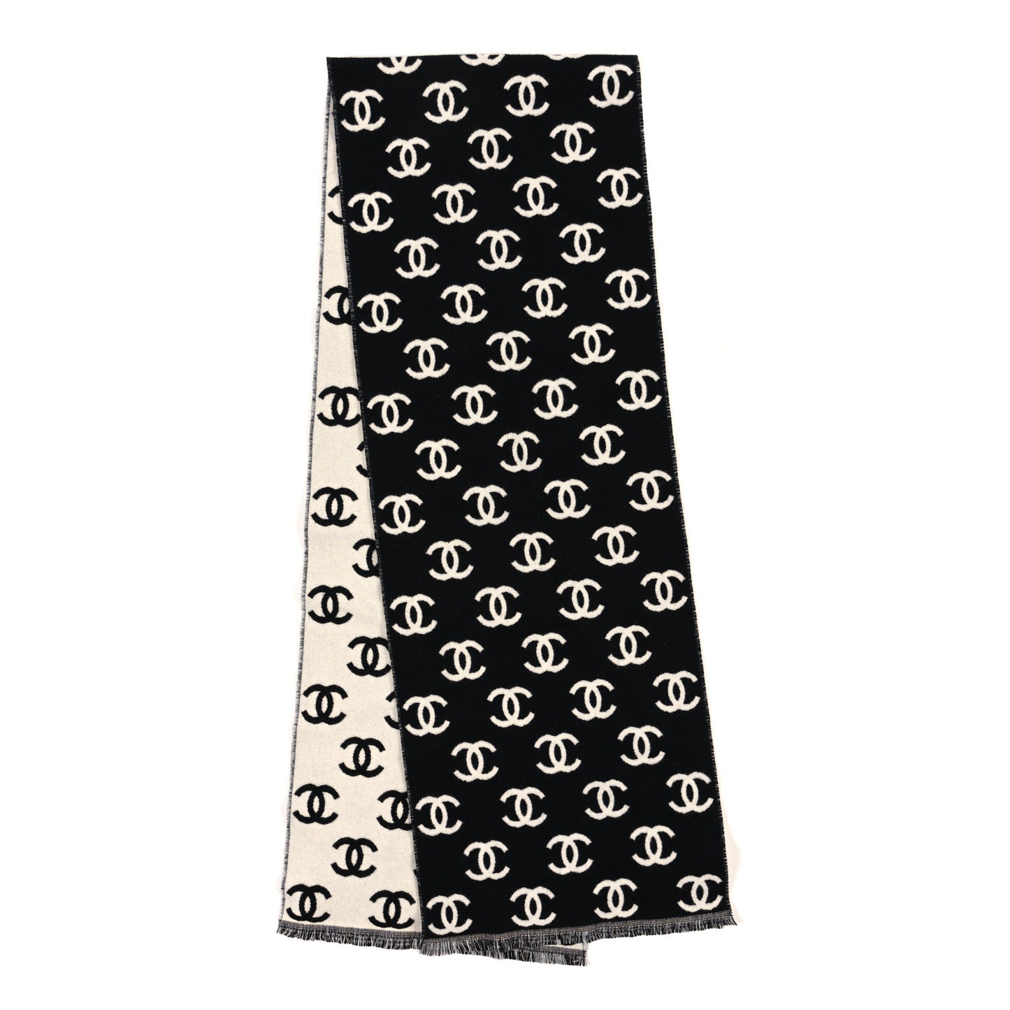Wool Cashmere CC Scarf Black White