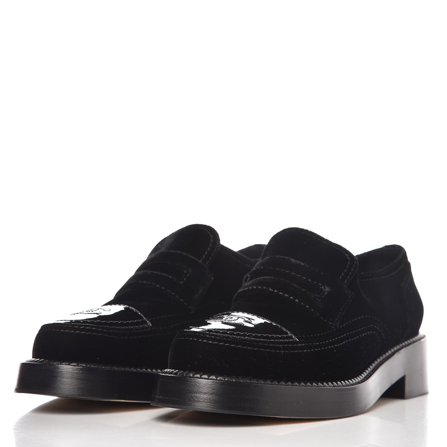 Velvet Patent Mocassin Loafers 40 Black