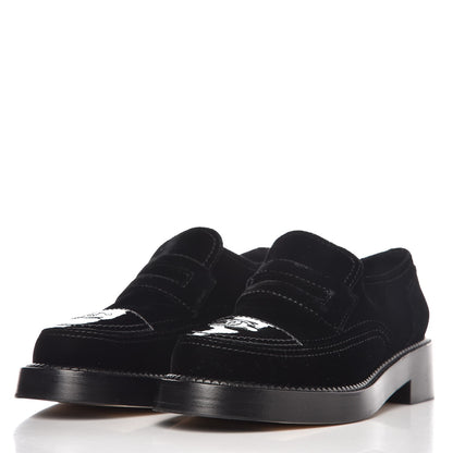 Chanel Velvet Patent Mocassin Loafers 40 Black 2 of 9