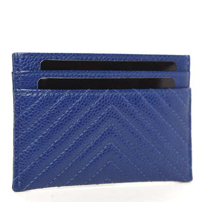 Chanel Caviar Quilted Chevron Boy Card Holder Blue 3 of 9