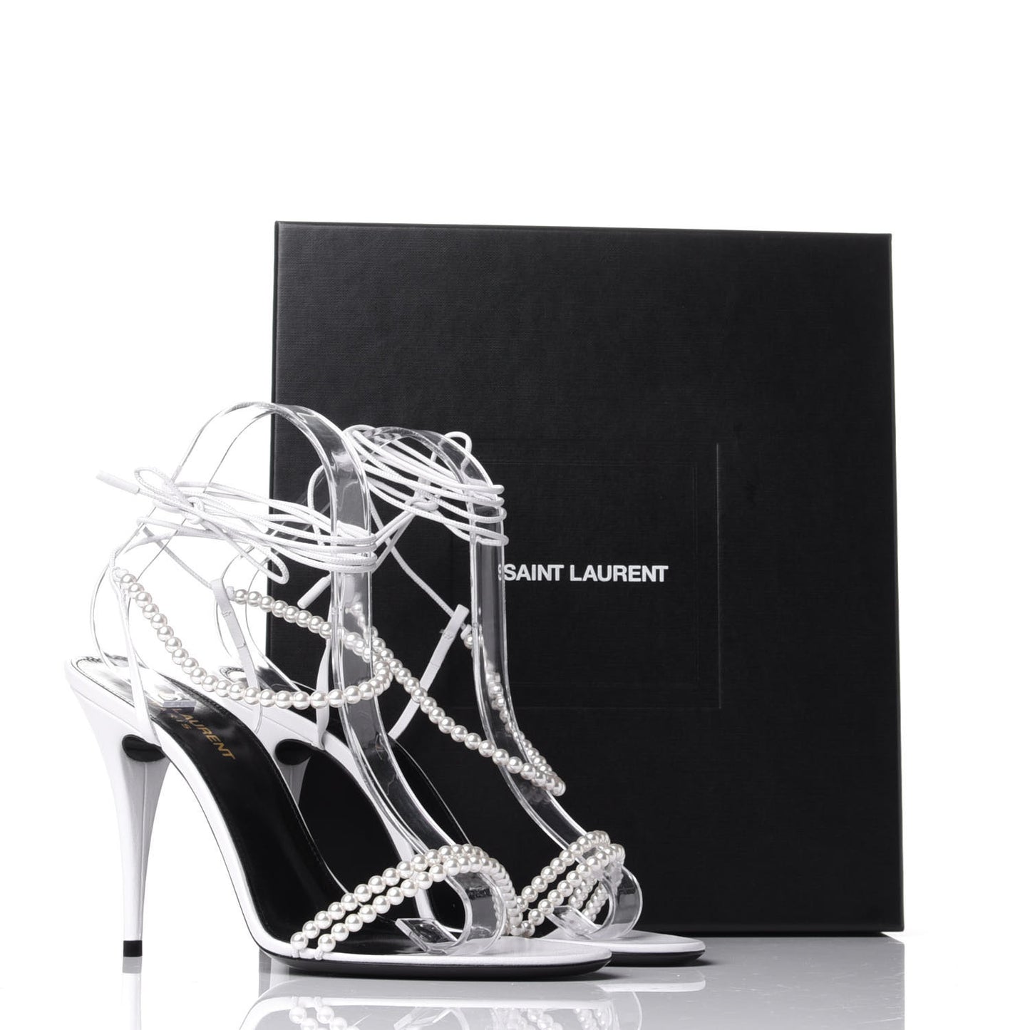 Pearl Embellished Wrap Pumps 39 White