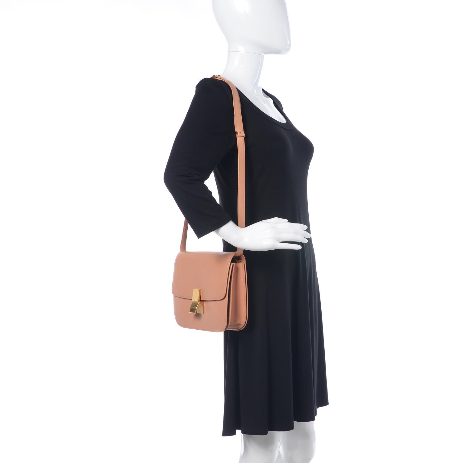 Celine Box Calfskin Medium Classic Box Flap Bag Nude 2 of 16