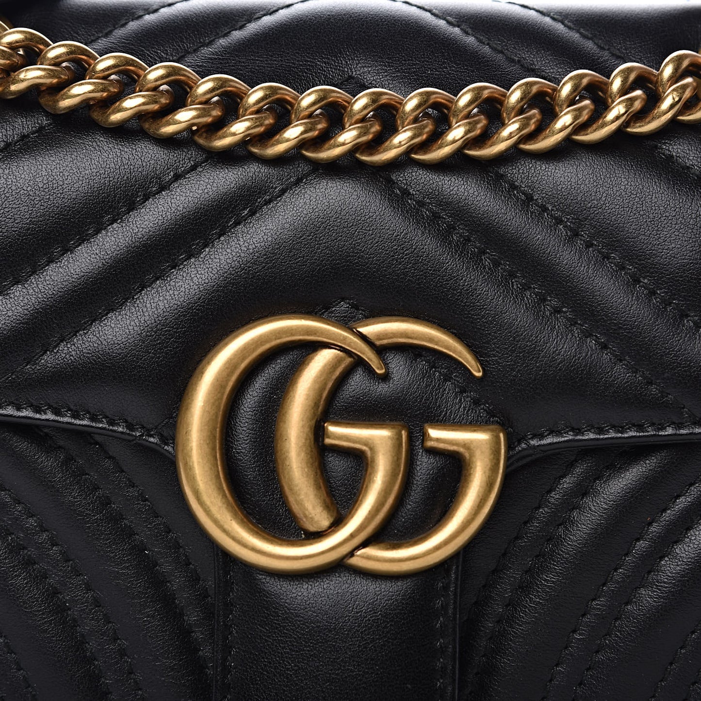 Calfskin Matelasse Mini GG Marmont Shoulder Bag Black