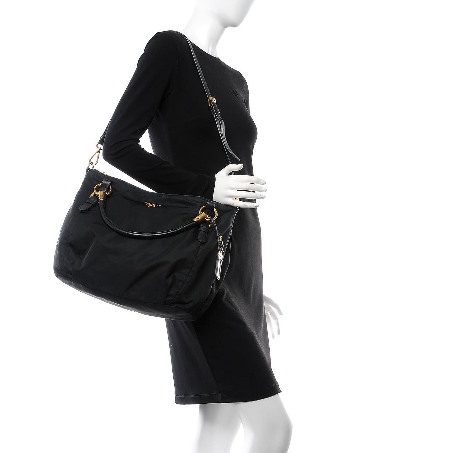 Tessuto Nylon Nappa Shoulder Bag Black