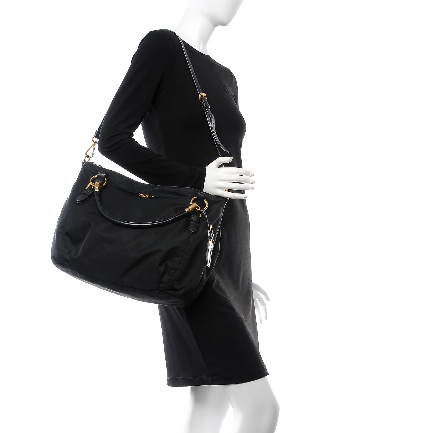 Prada Tessuto Nylon Nappa Shoulder Bag Black 2 of 12