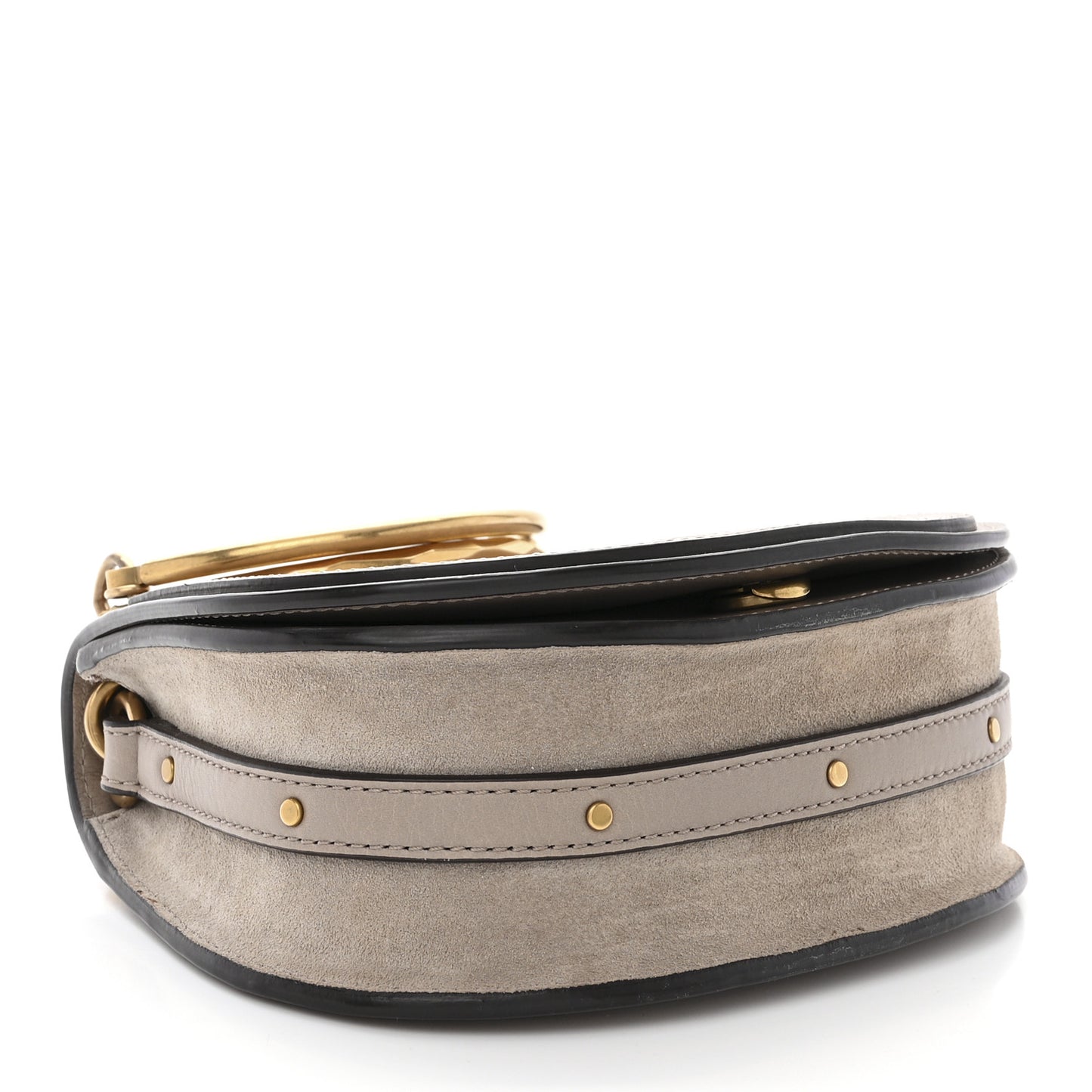 Calfskin Suede Small Nile Bracelet Bag Motty Grey