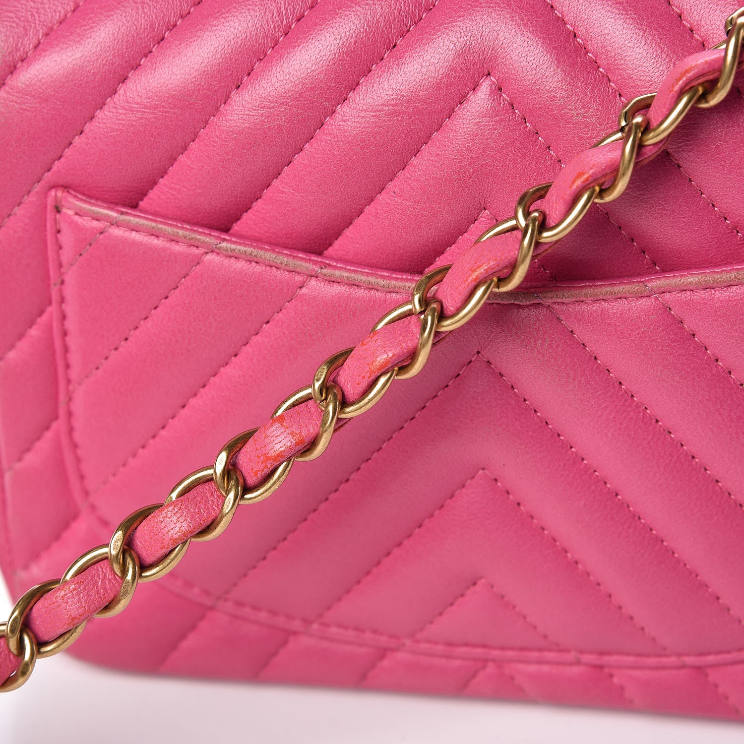 Chanel Lambskin Chevron Quilted Mini Square Flap Fuchsia 8 of 22