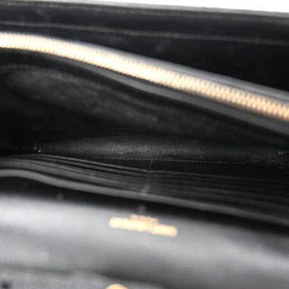 Saint Laurent Grain De Poudre Mixed Matelasse Triquilt Monogram Chain Wallet Black 5 of 16