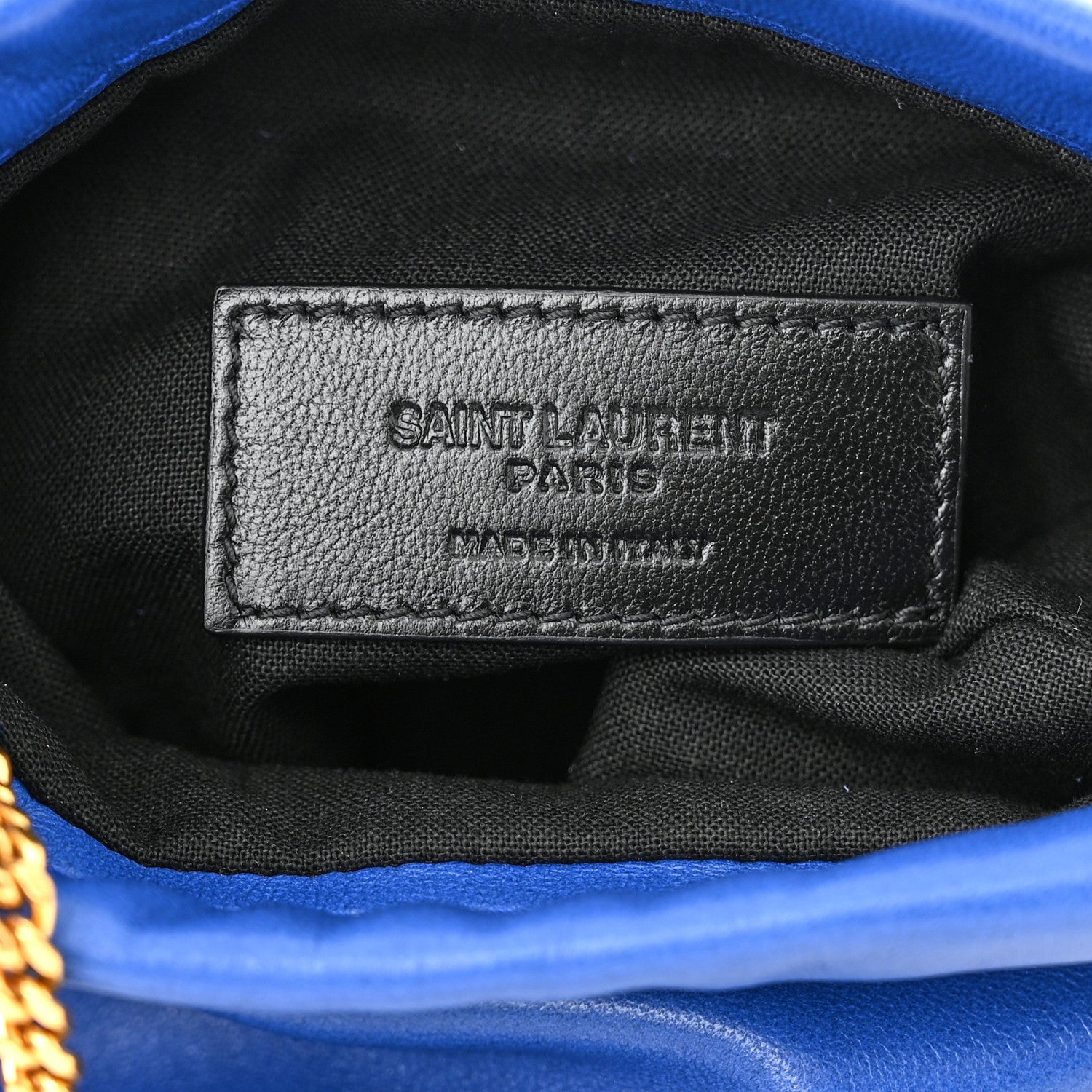 Saint Laurent Lambskin Paris Drawstring Pouch Bleu Majorelle 6 of 10