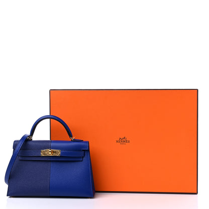 Hermes Epsom Casaque Mini Kelly Sellier 20 Bleu Encre Bleu Electrique Gold 10 of 10