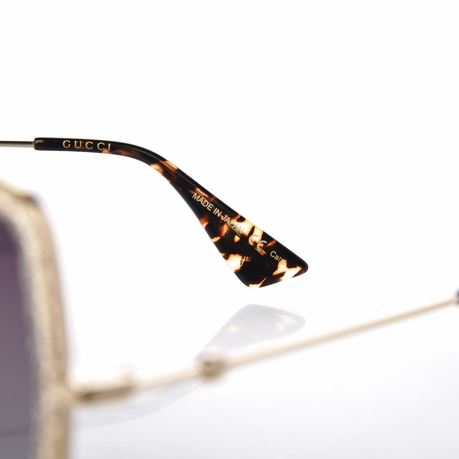 Gucci Glitter Acetate Oversize Square Frame Sunglasses GG0106S Gold 6 of 8