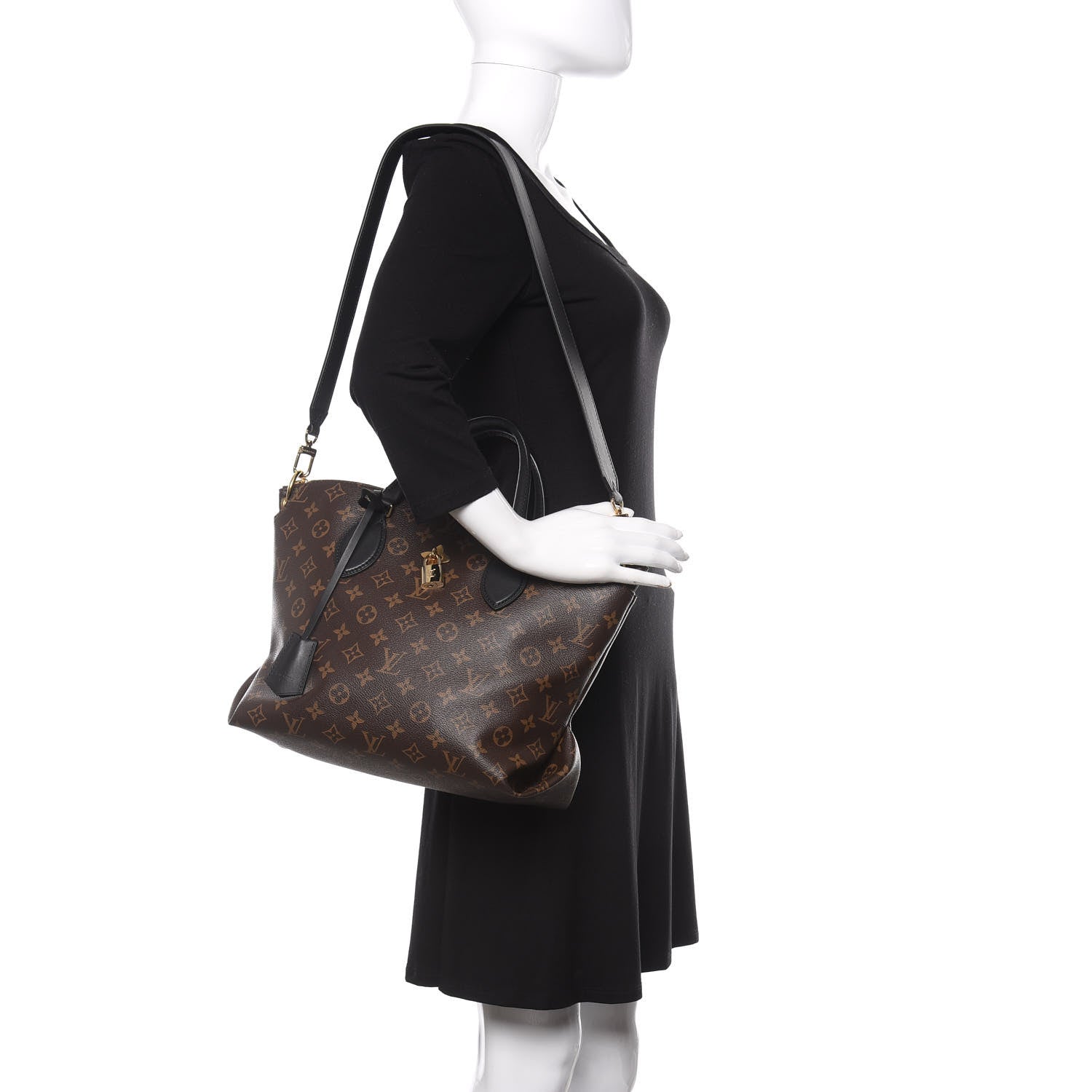 Louis Vuitton Monogram Flower Zipped Tote MM Black 2 of 12