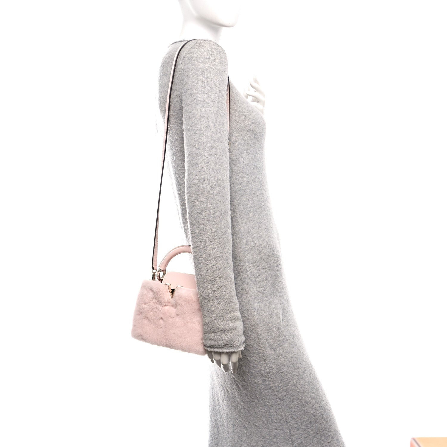 Louis Vuitton Mink Calfskin Goatskin Capucines Mini Rosewater Pink 2 of 12