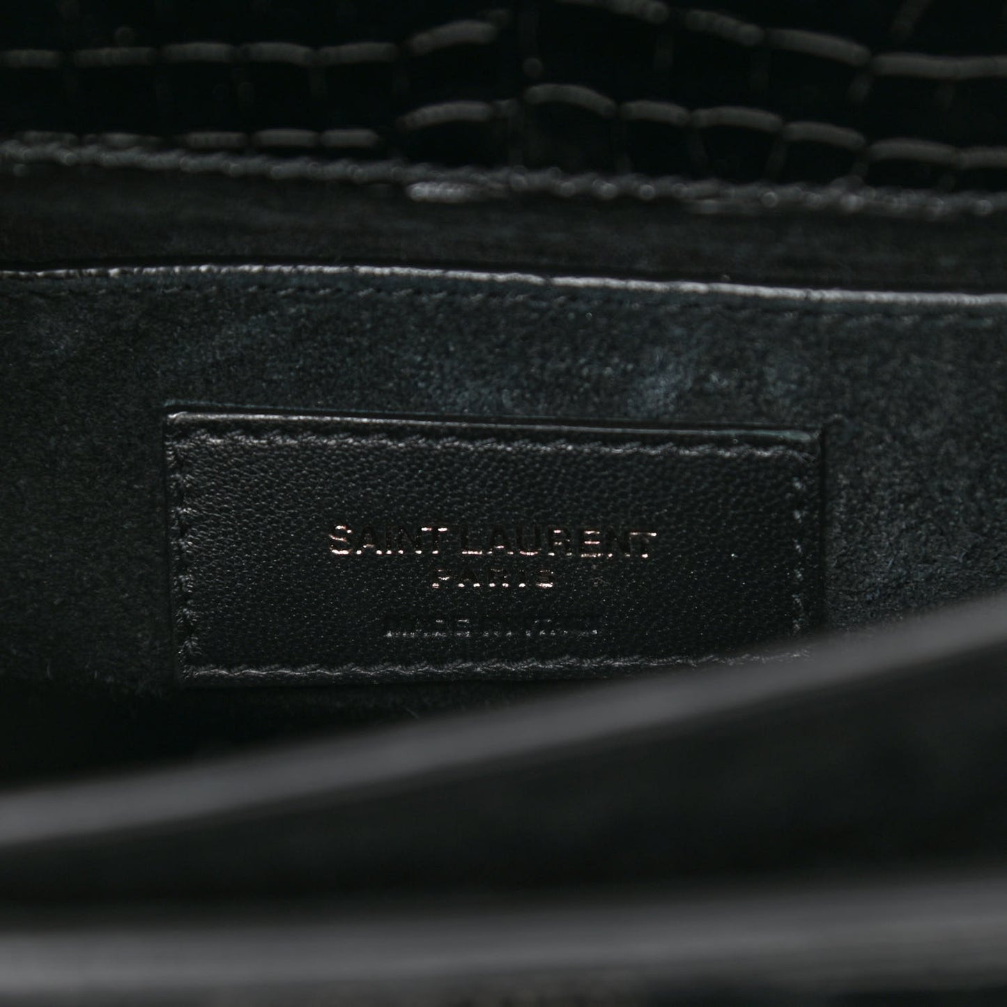 Calfskin Crocodile Embossed Medium Monochrome Monogram Sunset Black