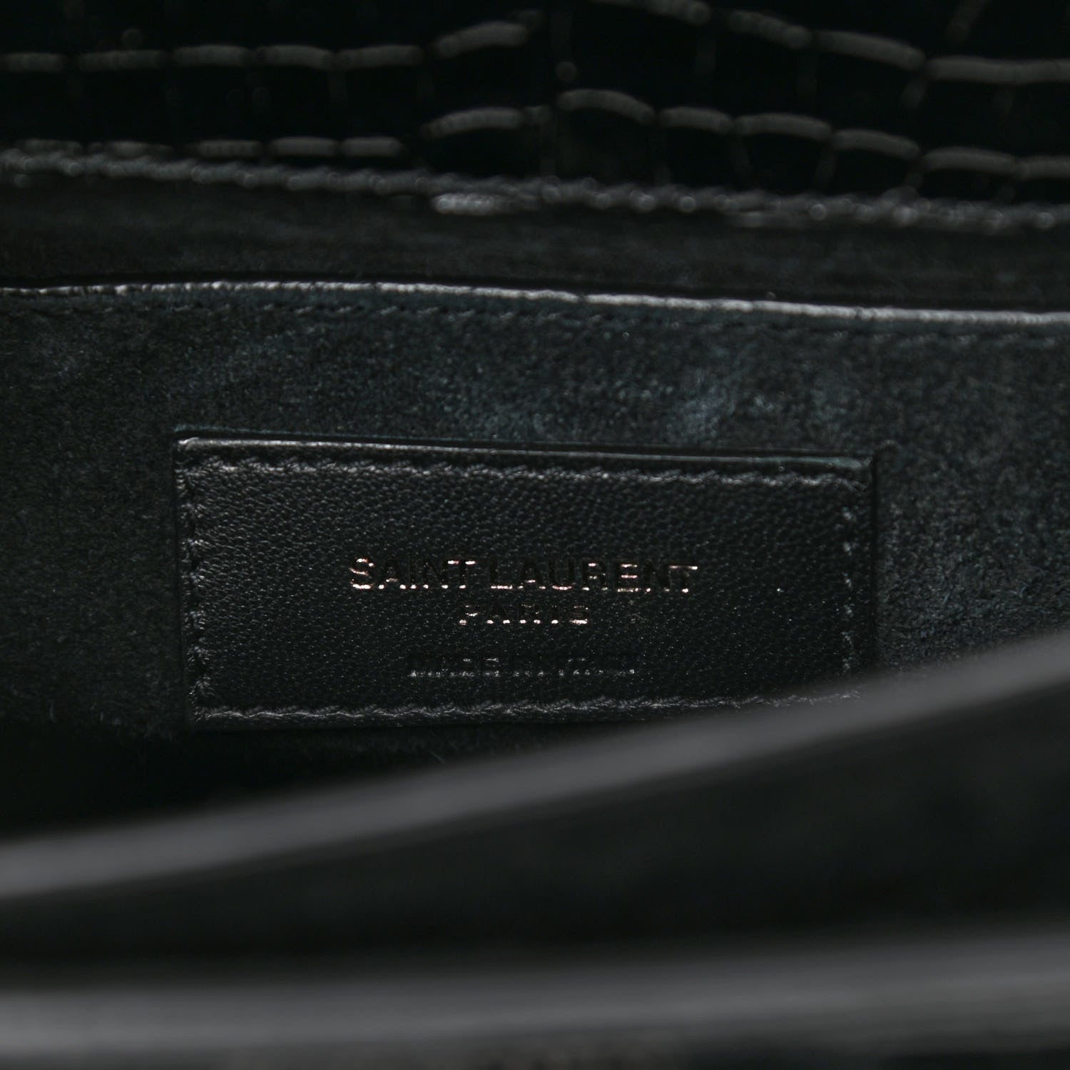 Saint Laurent Calfskin Crocodile Embossed Medium Monochrome Monogram Sunset Black 6 of 8