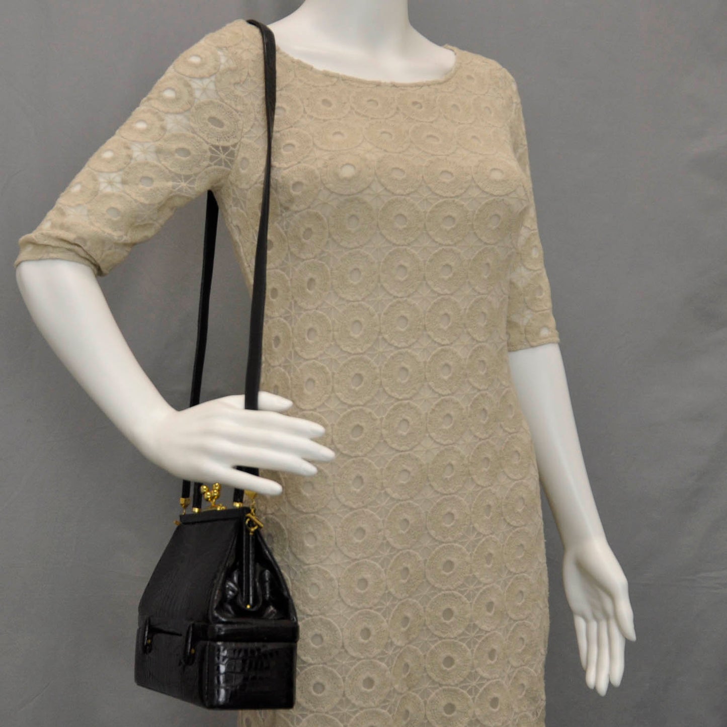 Crocodile Shoulder Bag Black