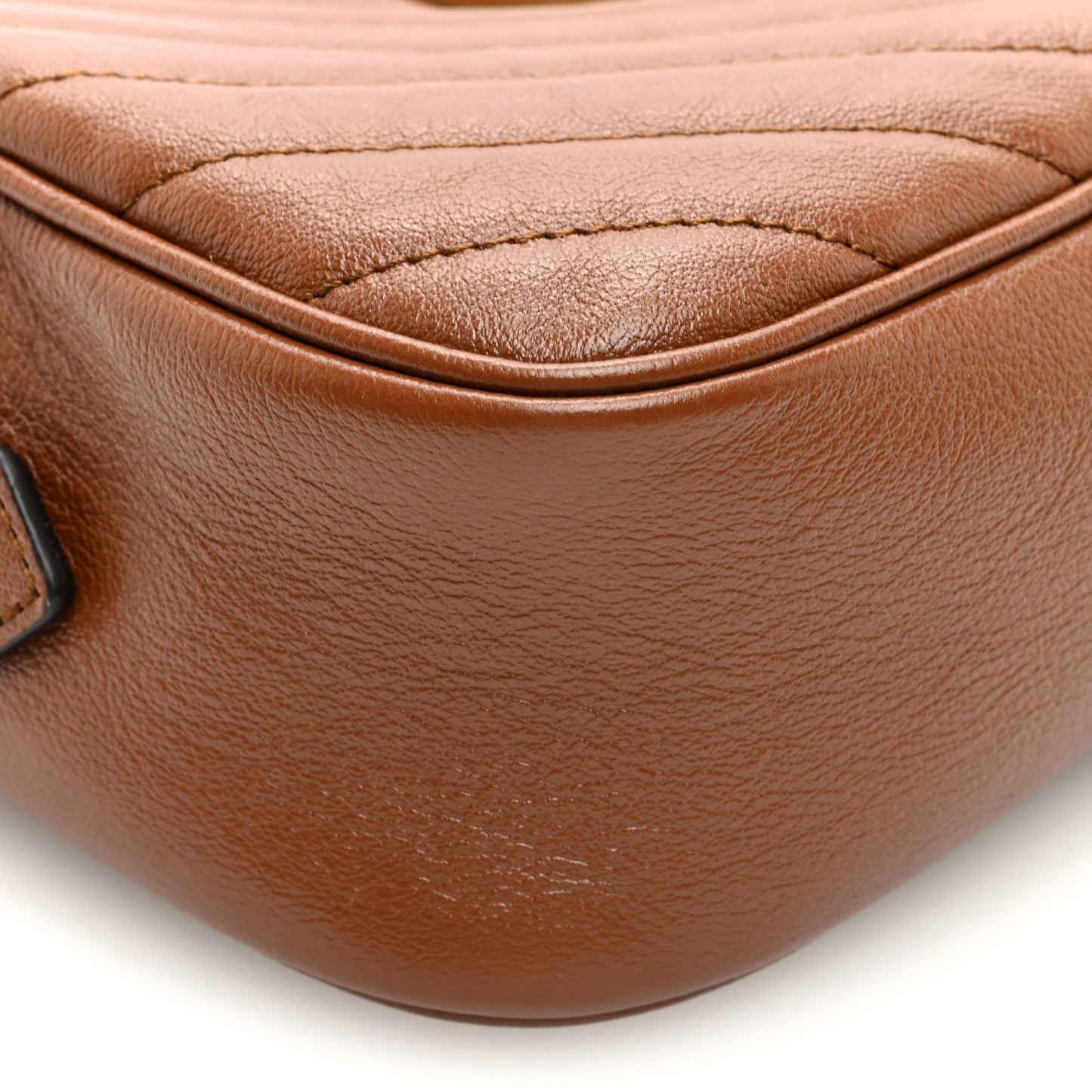 Glazed Calfskin Matelasse Diagonal Small GG Marmont Chain Shoulder Bag Cuir