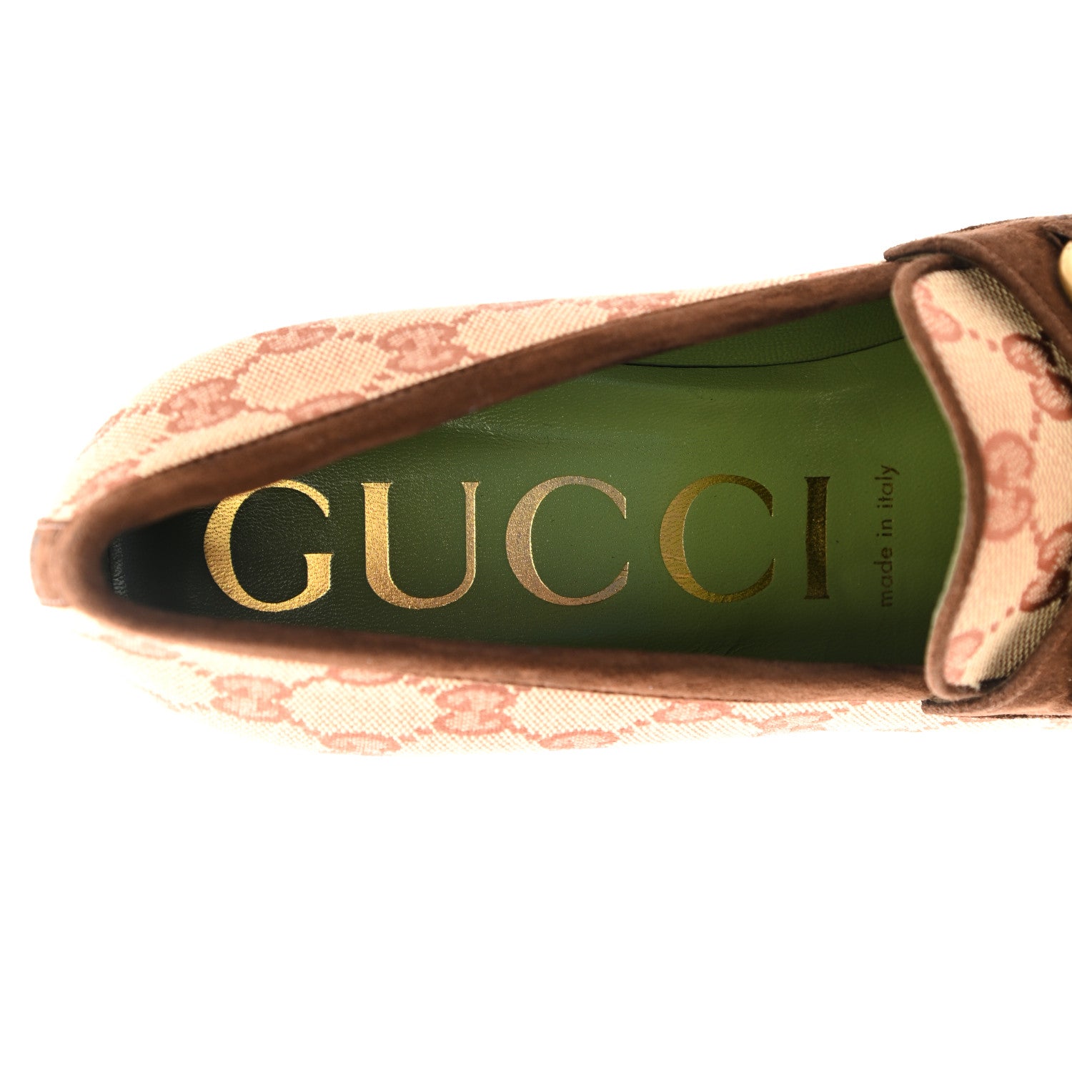 Gucci GG Monogram Suede Houdan Mid Heel Platform Loafers 38 Beige Ruggine Maroon 7 of 7