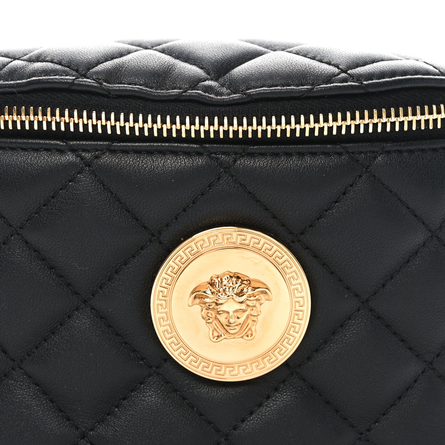 Nappa Quilted Medusa Belt Bag Black