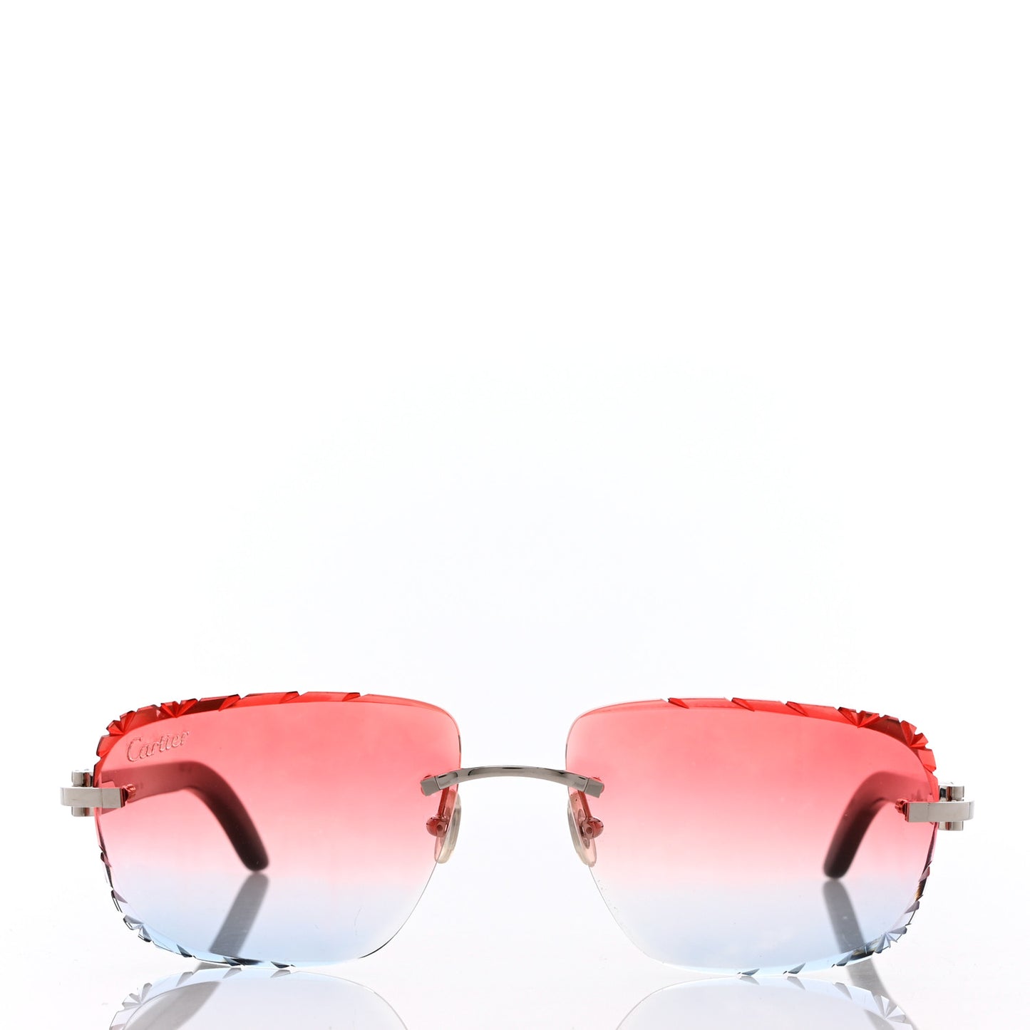 Metal Horn Square Sunglasses Pink Blue