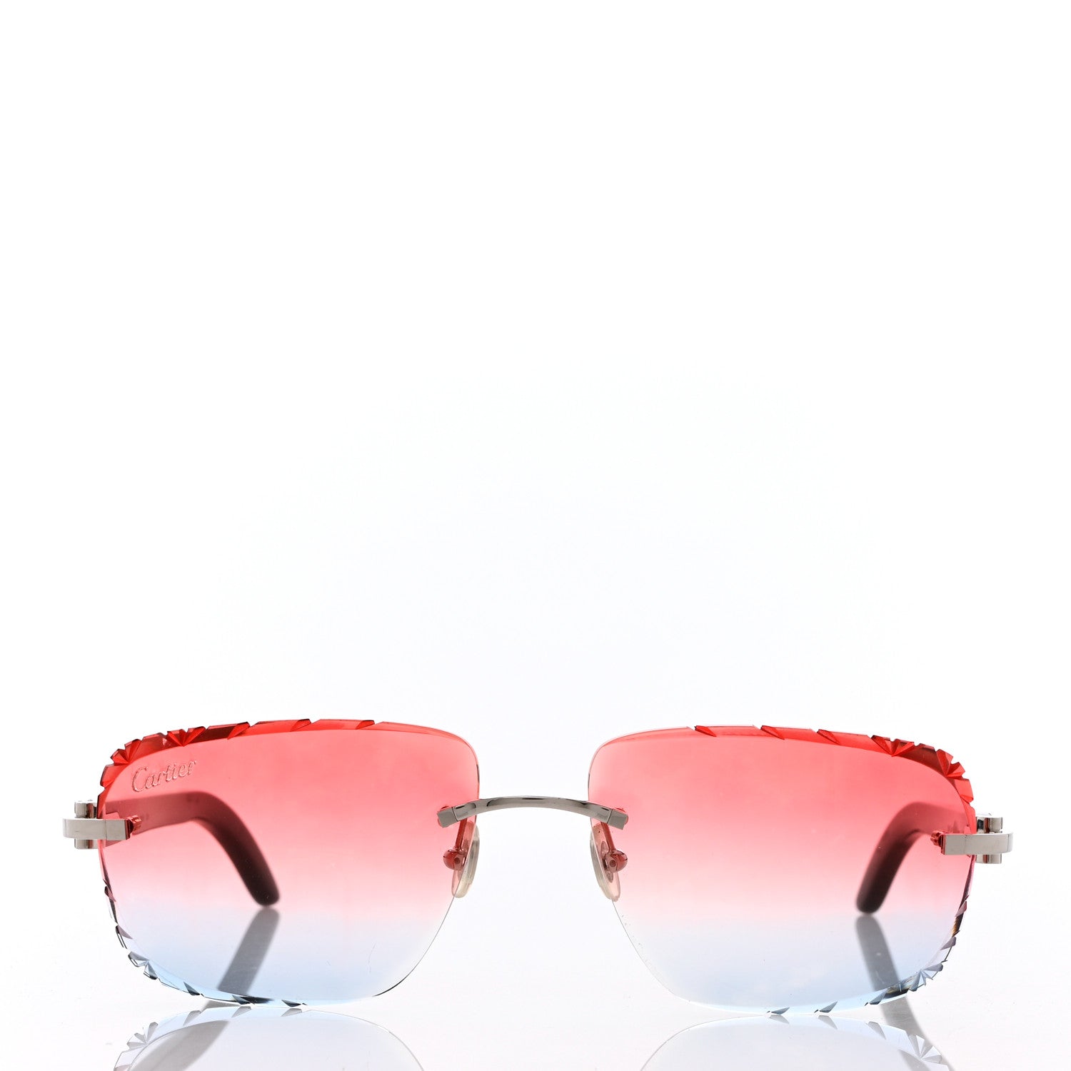 Cartier Metal Horn Square Sunglasses Pink Blue 2 of 9