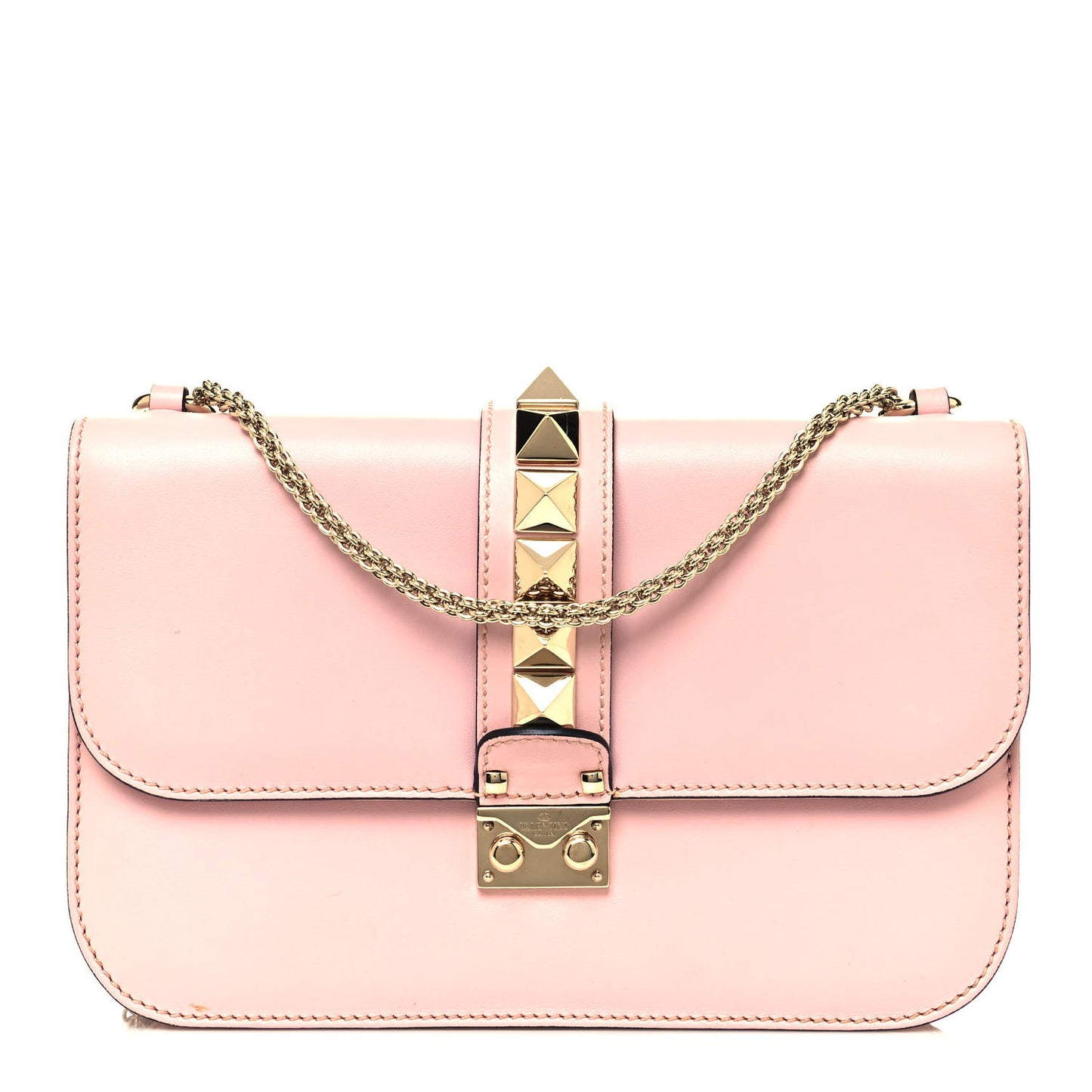 Vitello Medium Glam Lock Rockstud Flap Water Rose