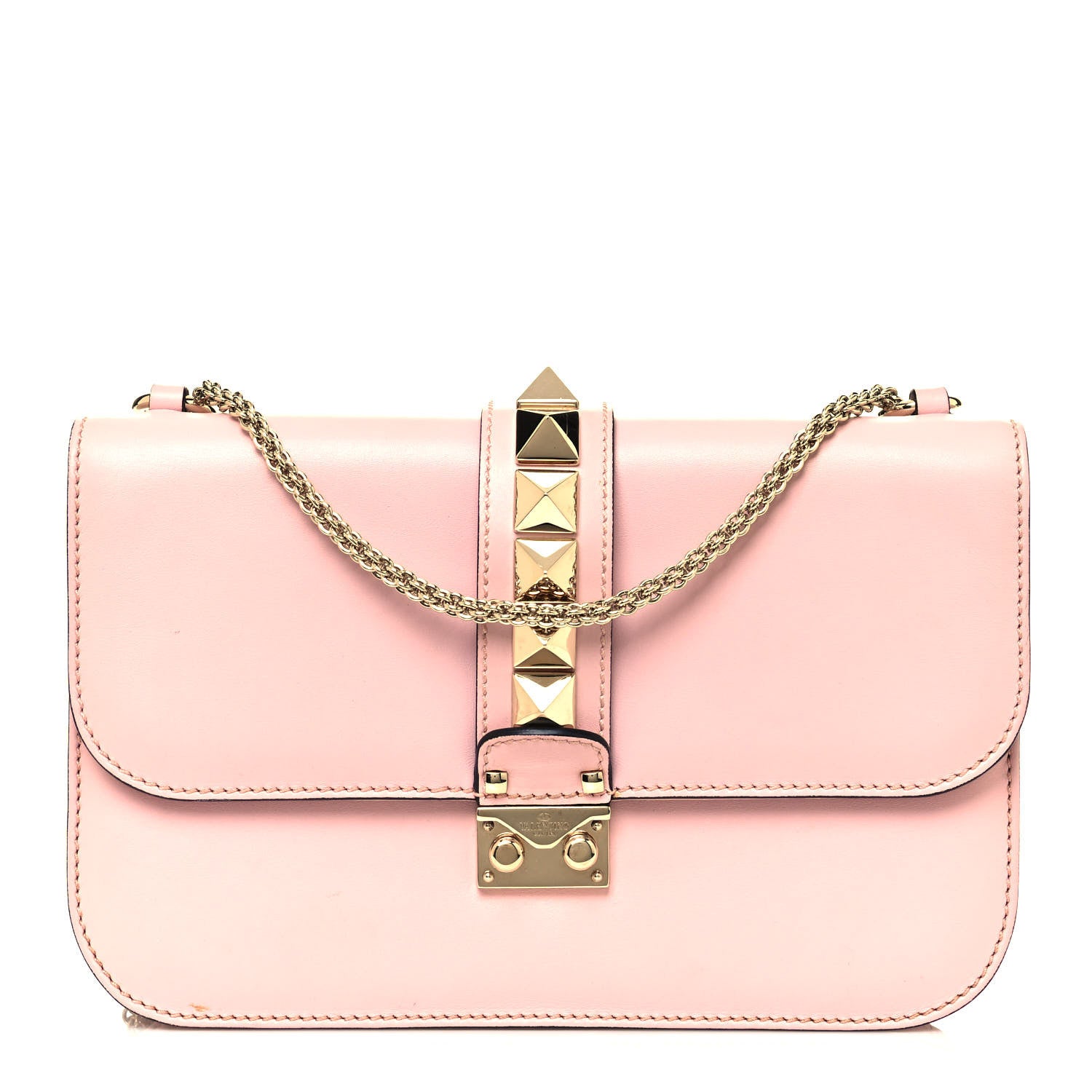 Valentino Garavani Vitello Medium Glam Lock Rockstud Flap Water Rose 1 of 14