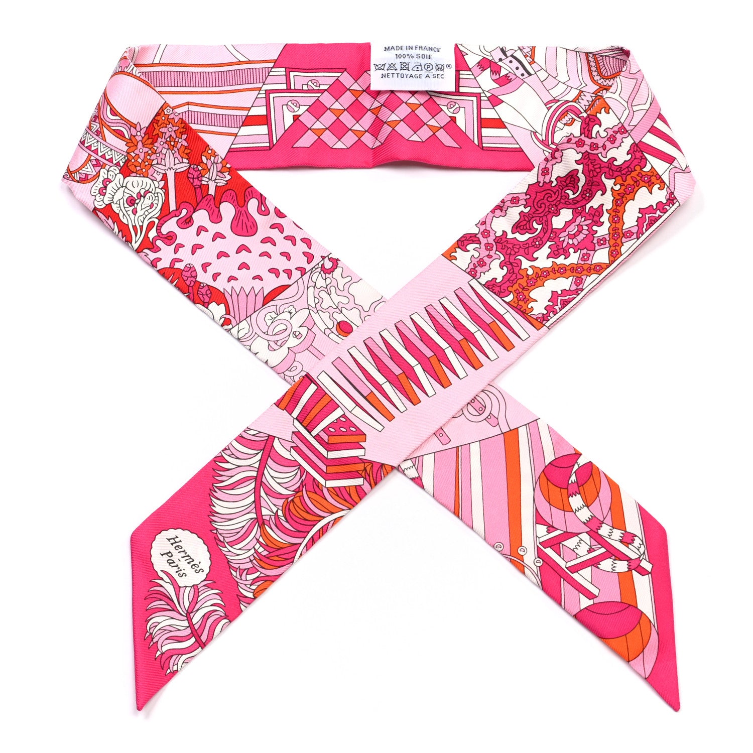 Hermes Silk De l'Ombrelle Aux Duels Twilly Fuchsia Rose Pale 1 of 5
