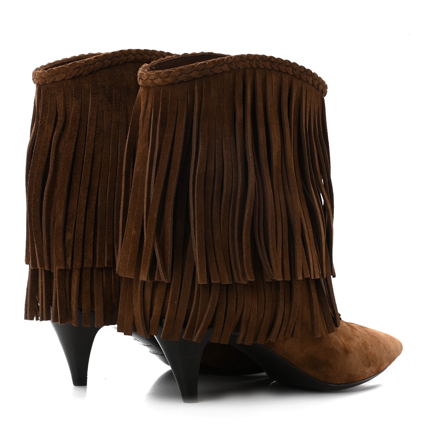 Saint Laurent Suede Fringe Charlotte Ankle Boots 39 Tan 4 of 8