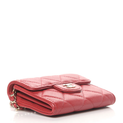 Chanel Caviar Quilted Flap Card Holder On Chain Red 3 of 5