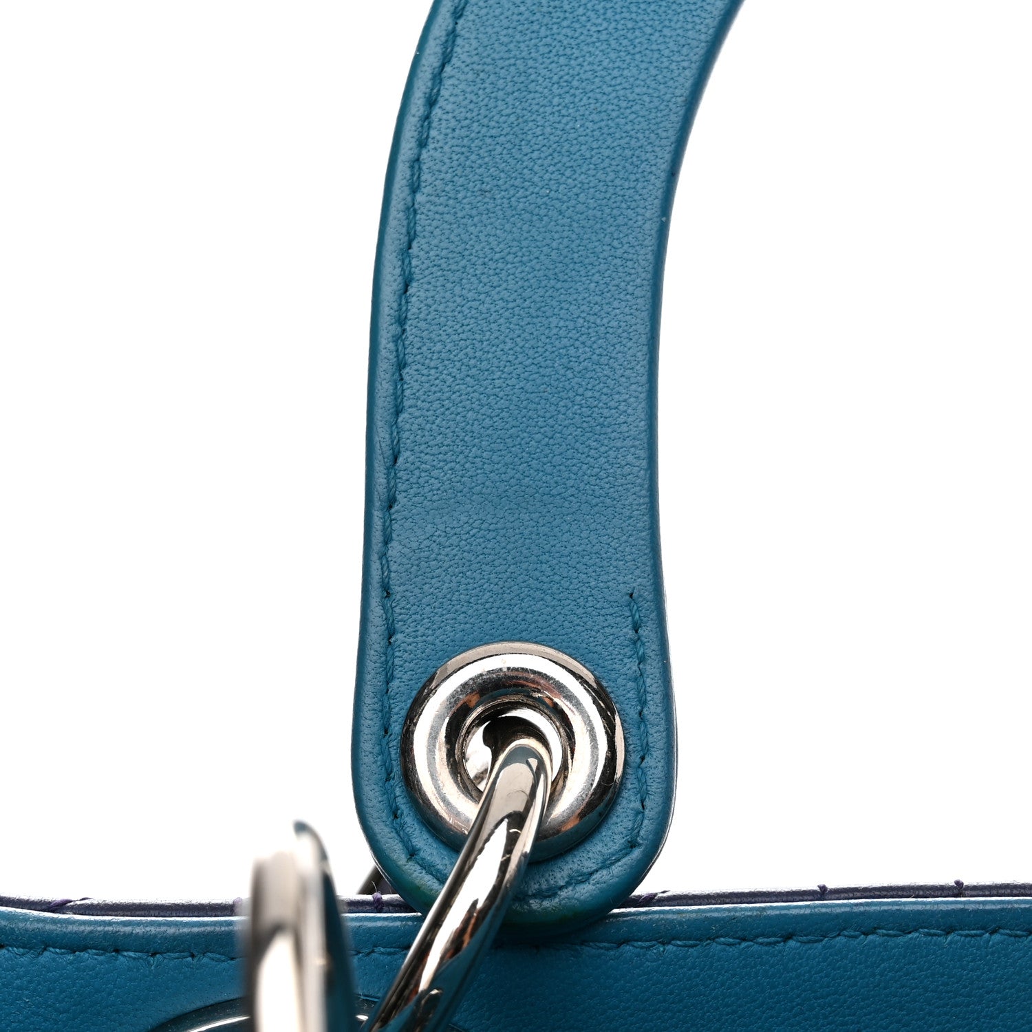Christian Dior Lambskin Cannage Medium Tri-Color Lady Dior Sapphire Fuchsia Turquoise 17 of 18
