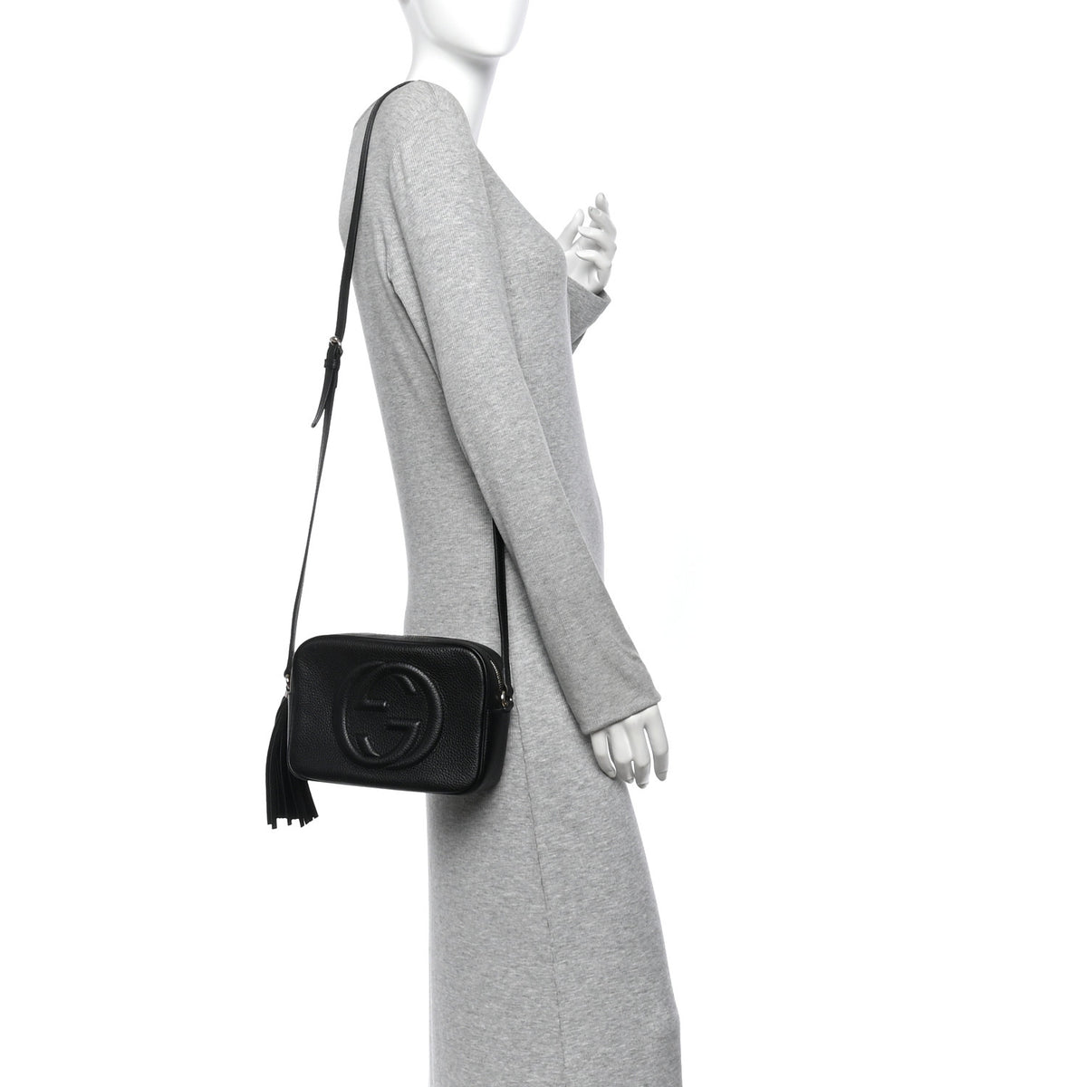 Pebbled Calfskin Small Soho Disco Bag Black