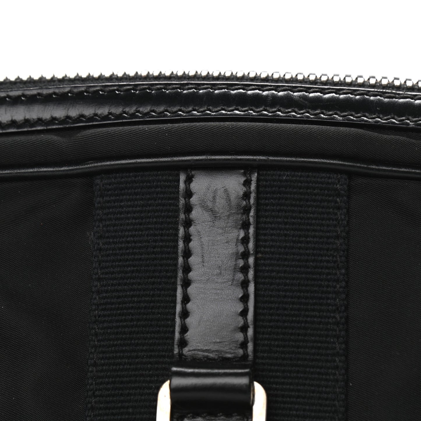 Tessuto Nylon Box Calf Bowling Bag Black