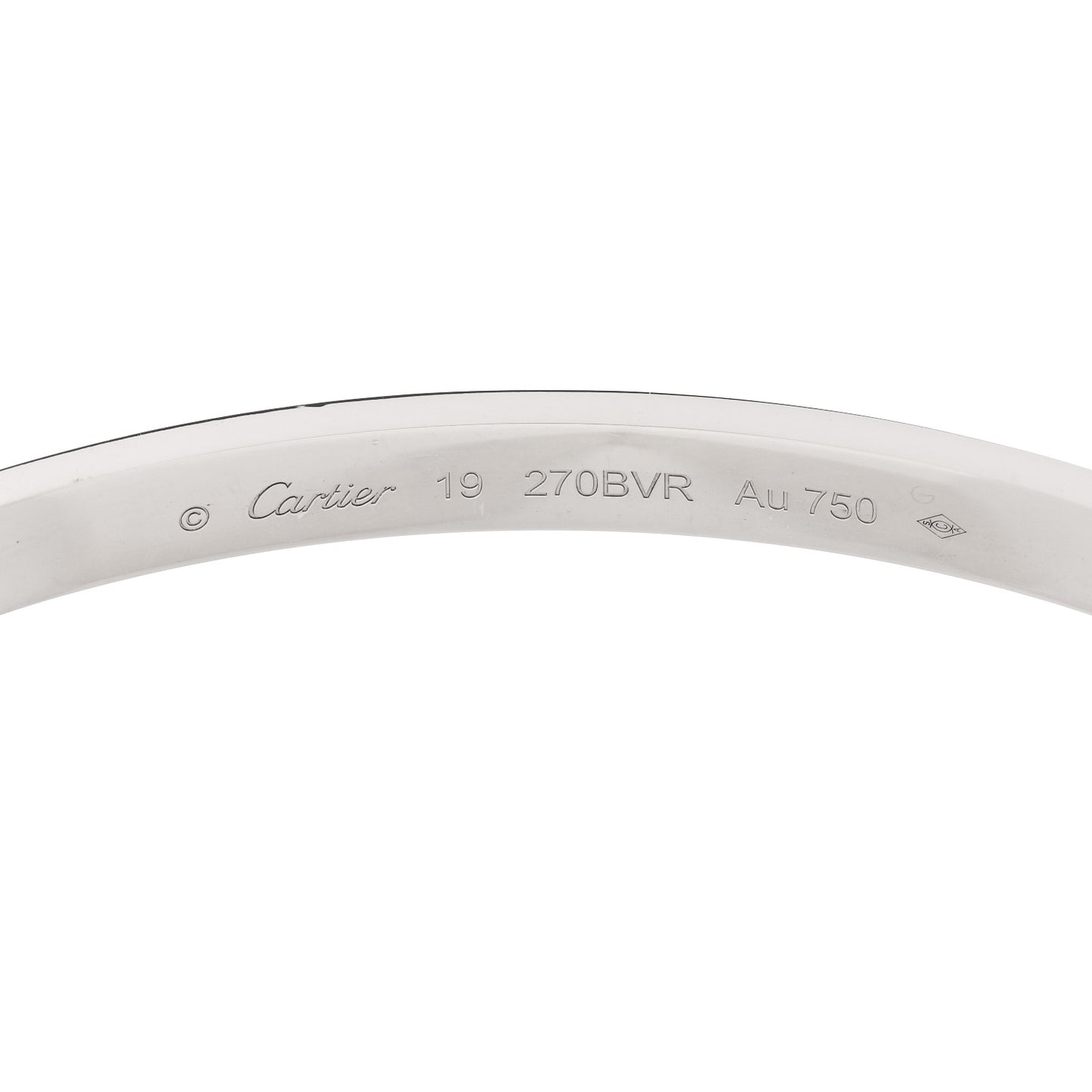 18K White Gold LOVE Single Screw Bracelet 19