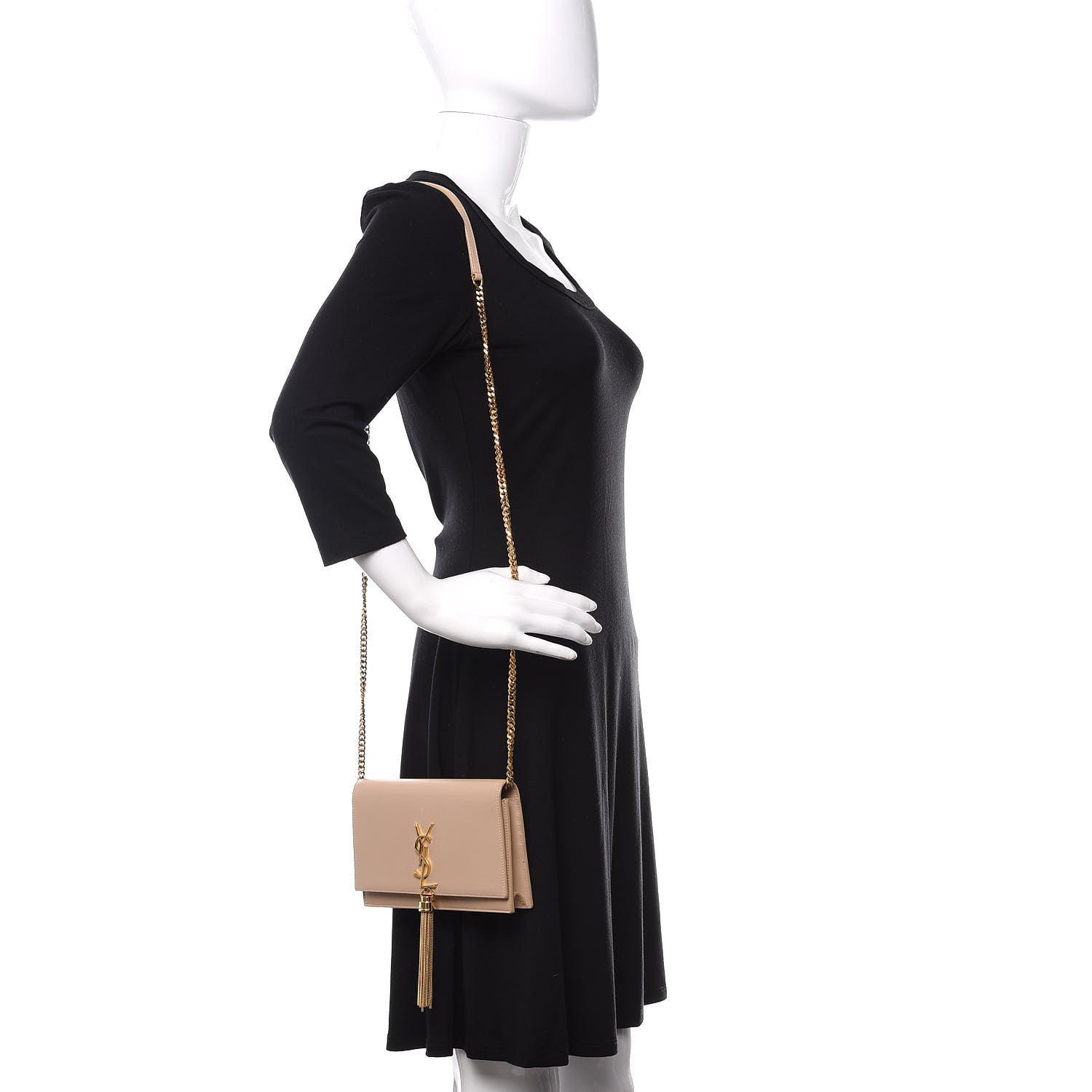 Saint Laurent Smooth Calfskin Classic Monogram Kate Tassel Chain Wallet Nude Powder 1 of 9