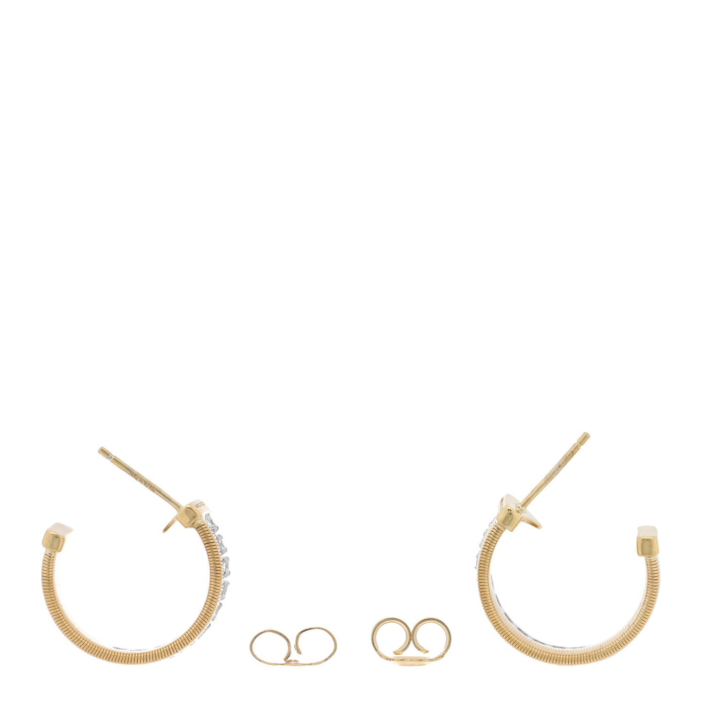 18K Yellow White Gold Diamond Masai Coil Hoop Earrings