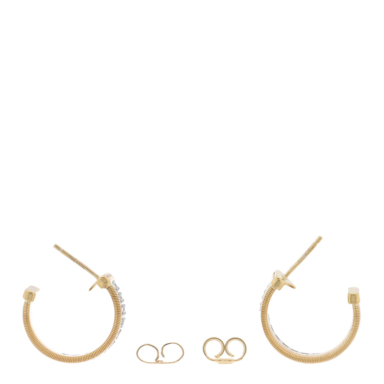 Marco Bicego 18K Yellow White Gold Diamond Masai Coil Hoop Earrings 3 of 4