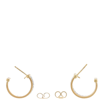 Marco Bicego 18K Yellow White Gold Diamond Masai Coil Hoop Earrings 3 of 4