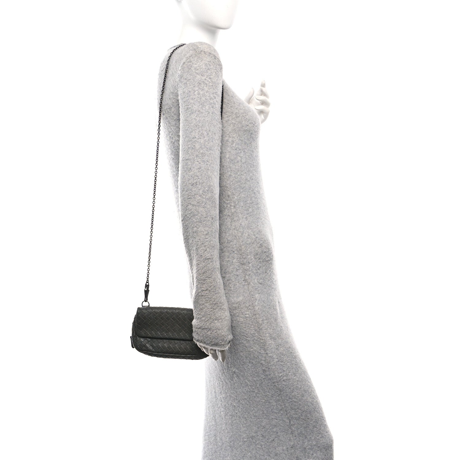 Bottega Veneta Nappa Intrecciato Small Chain Crossbody Light Grey 2 of 12