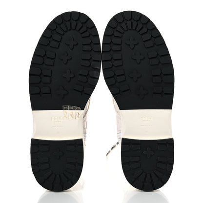 Fendi Nappa FF Embossed Womens Biker Boots 35 Snow 5 of 11