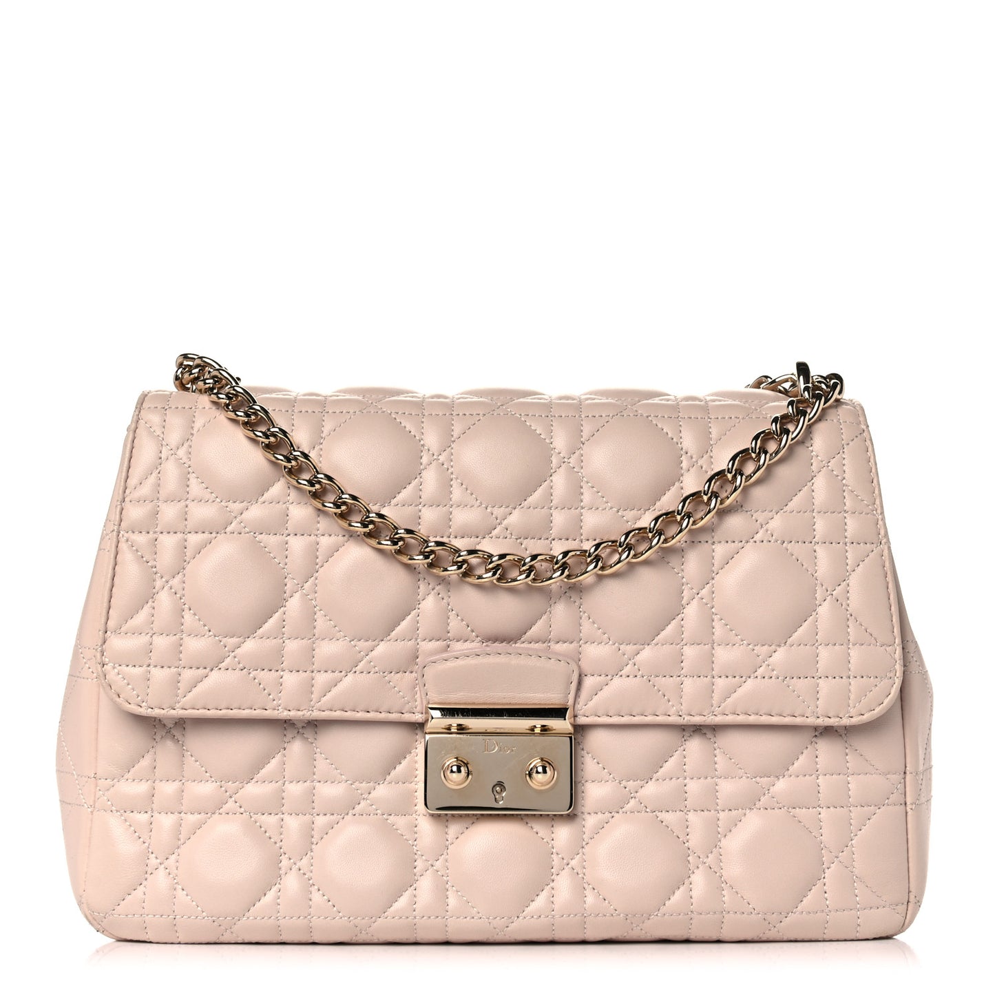 Lambskin Cannage Large Miss Dior Flap Rose Poudre