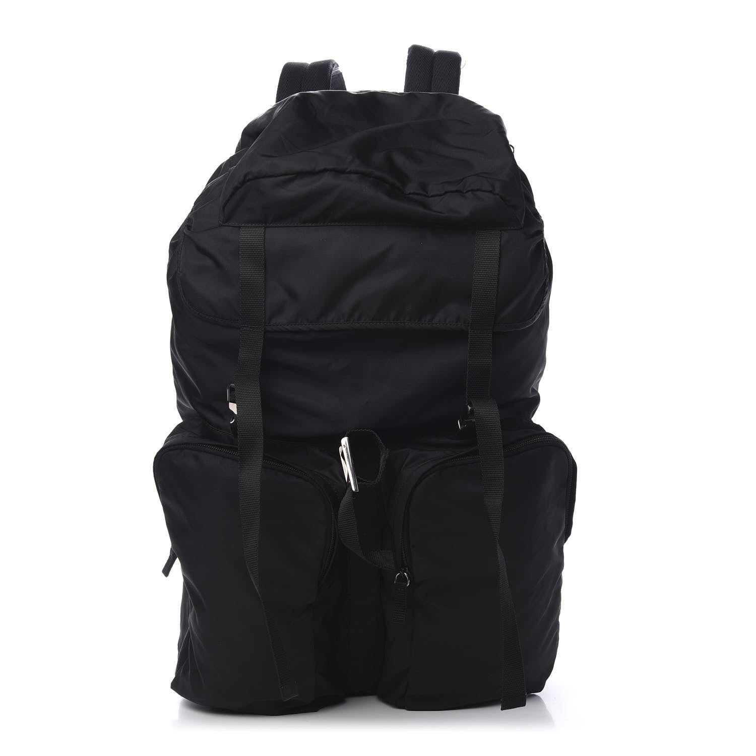 Prada Technical Nylon Saffiano Double Buckle Backpack Black 1 of 9