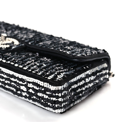 Chanel Sequin Quilted Pearl CC Flap Clutch Black 9 of 10